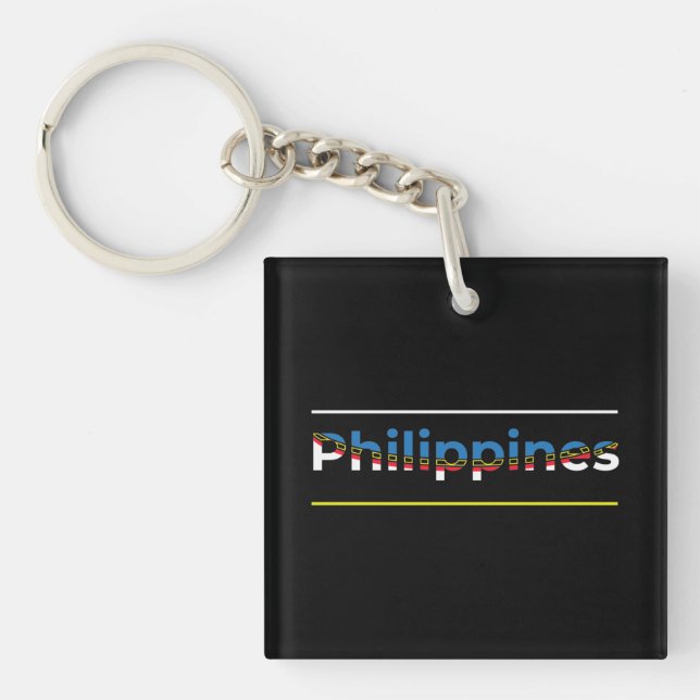 Philippines Flag - Patriotic Cutout Lettering Key Ring (Front)
