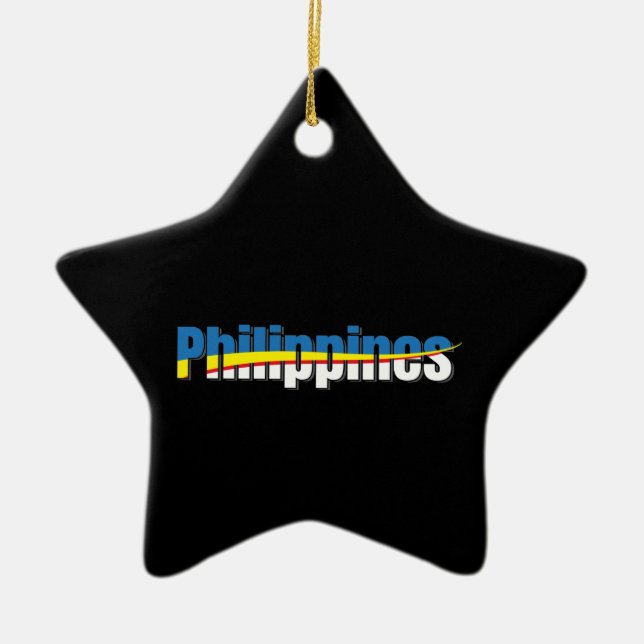 Philippines Flag Pride - Typography Art Ceramic Ornament (Front)