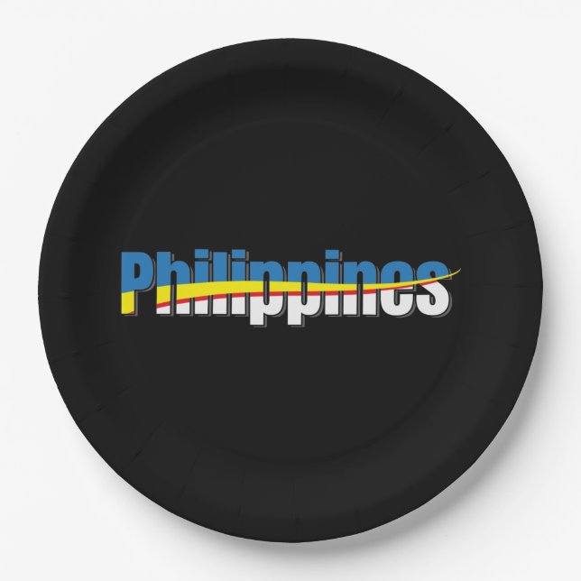 Philippines Flag Pride - Typography Art Paper Plate (Front)