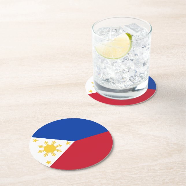 Philippines flag round paper coaster (Insitu)