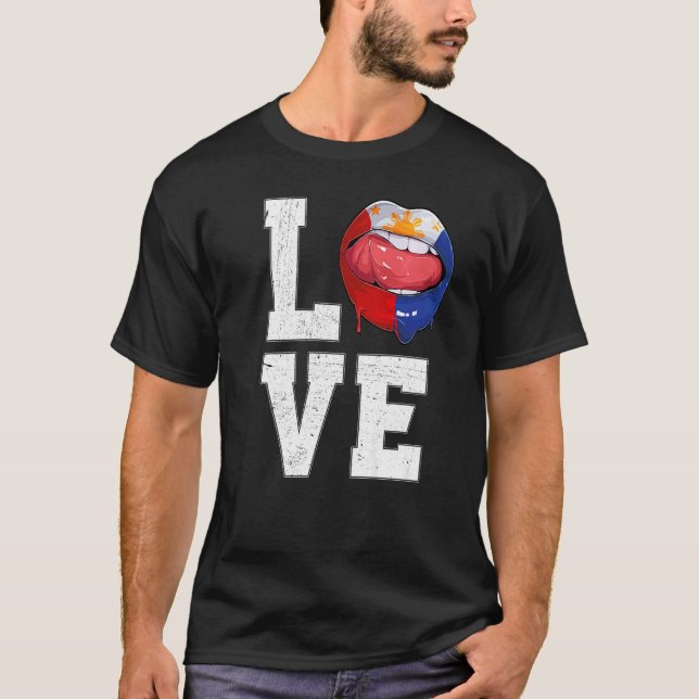 Philippines Flag Soccer Fan Love Filipino T-Shirt (Front)
