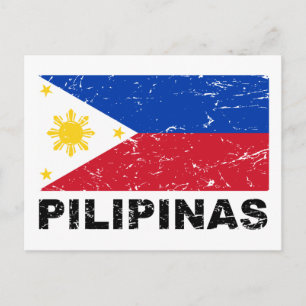 Philippines Flag Vintage Postcard