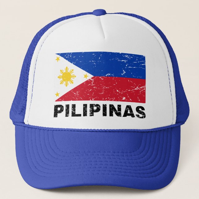 Philippines Flag Vintage Trucker Hat (Front)