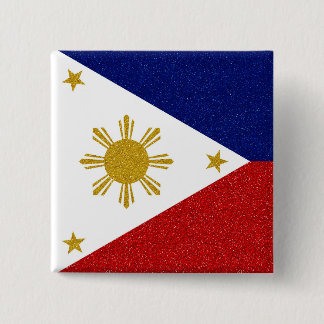 Philippines Glitter Flag 15 Cm Square Badge