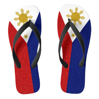 Philippines Glitter Flag, Wide Straps Thongs