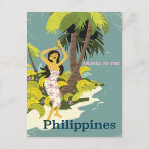 Philippines island Vintage travel poster Postcard