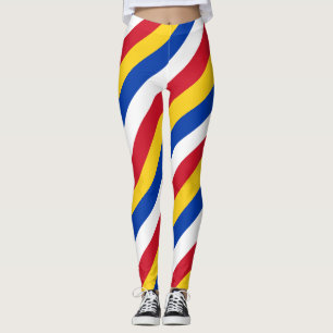 Philippines National Flag Colours Diagonal Striped Leggings