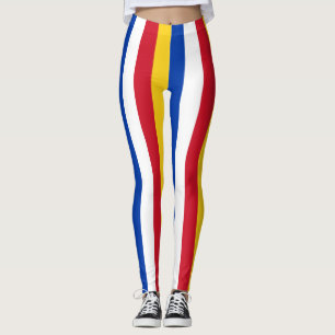 Philippines National Flag Colours Vertical Striped Leggings