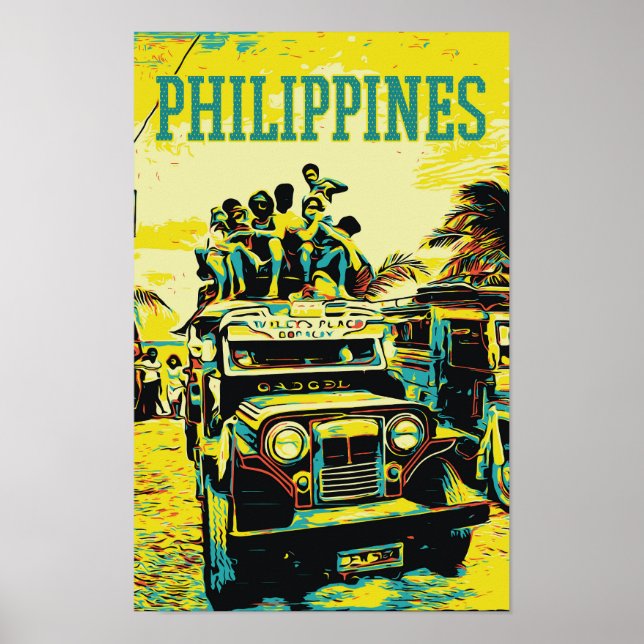 Philippines, overloaded jeepney poster (Front)