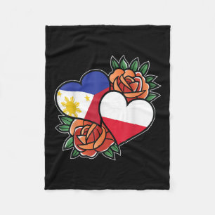 Philippines Poland Flag Heart Half Filipino Half P Fleece Blanket