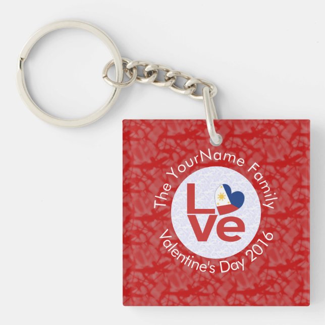 Philippines Red LOVE Flag Personalised  Key Ring (Front)