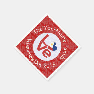 Philippines Red LOVE Flag Personalised Napkin