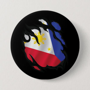 Philippines Ripped Flag 7.5 Cm Round Badge