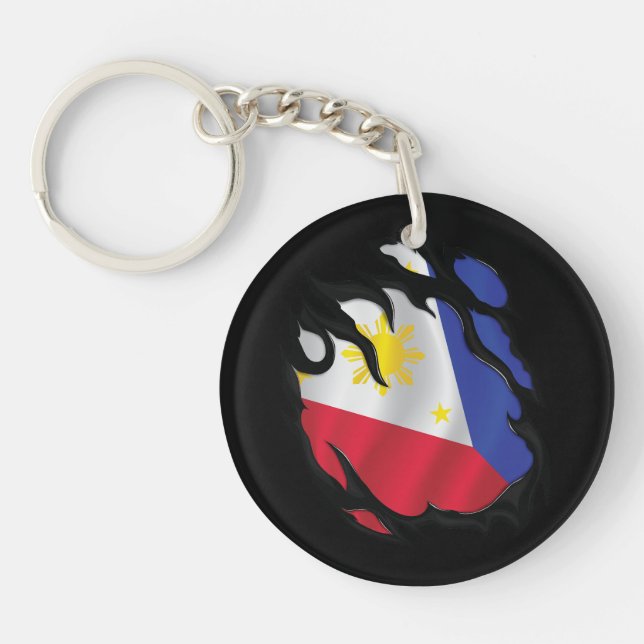 Philippines Ripped Flag Key Ring (Front)