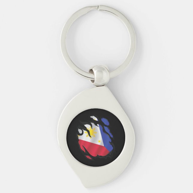 Philippines Ripped Flag Key Ring (Front)