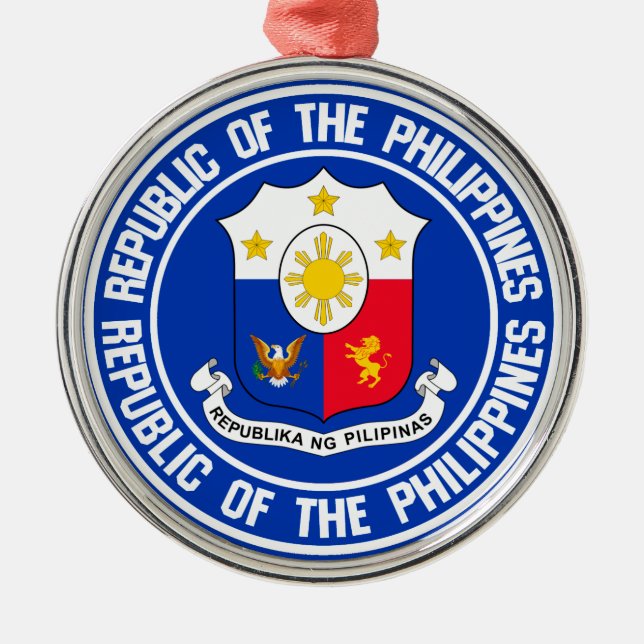 Philippines Round Emblem Metal Ornament (Front)