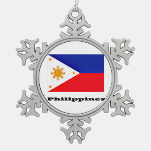 Philippines Snowflake Pewter Christmas Ornament