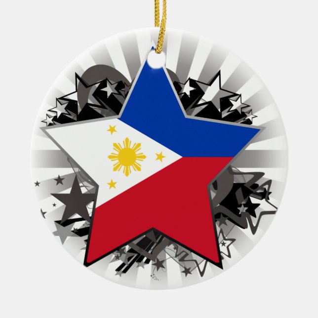Philippines Star Ceramic Tree Decoration (Front)