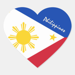 Philippines Sticker, Heart, Love, Philippine Flag Heart Sticker