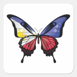 Philippines Swallowtail Butterfly Flag Square Sticker