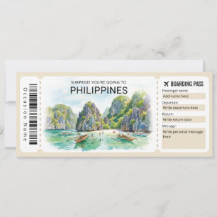 Philippines Trip Boarding Pass Ticket Invitation