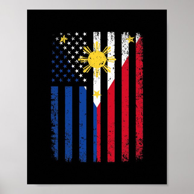 Philippines USA Flag 4th of July American Poster (Front)