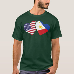 Philippines USA Flag Heart Filipino American Love T-Shirt