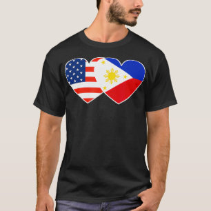 Philippines USA Flag Twin Heart  for Filipino Amer T-Shirt