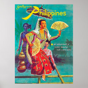 Philippines, women in traditional, folk costumes poster