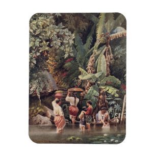 Philippino Women Washing Beneath a Banana Tree, 18 Magnet