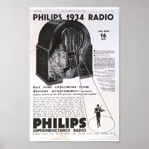 Philips radio 1934 advertisement antique retro poster