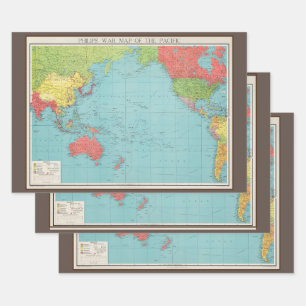 Philips' War Map of the Pacific, 1945 Wrapping Paper Sheet