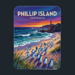 Phillip Island Australia Magnet<br><div class="desc">Phillip Island, located about a 90-minute drive from Melbourne, Victoria, is a major wildlife haven famous globally for the Penguin Parade. Each evening, a colony of thousands of Little Penguins (the smallest species) return to their burrows on Summerland Beach after a day of fishing, waddling across the sand to the...</div>