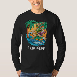 Phillip Island Australia Palm Tree Surfing Beach V T-Shirt
