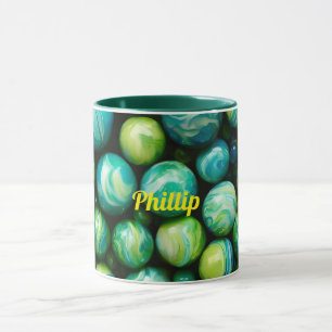 PHILLIP ~ Mug personalised ~ Green Marbles ~