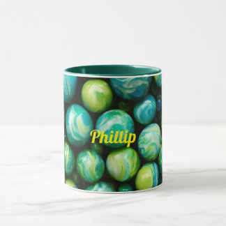 PHILLIP ~ Mug personalised ~ Green Marbles ~