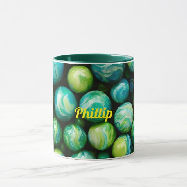 PHILLIP ~ Mug personalised ~ Green Marbles ~ (Center)