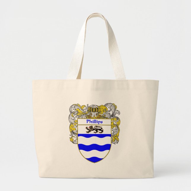 Phillips Coat of Arms (Mantled) Large Tote Bag (Front)