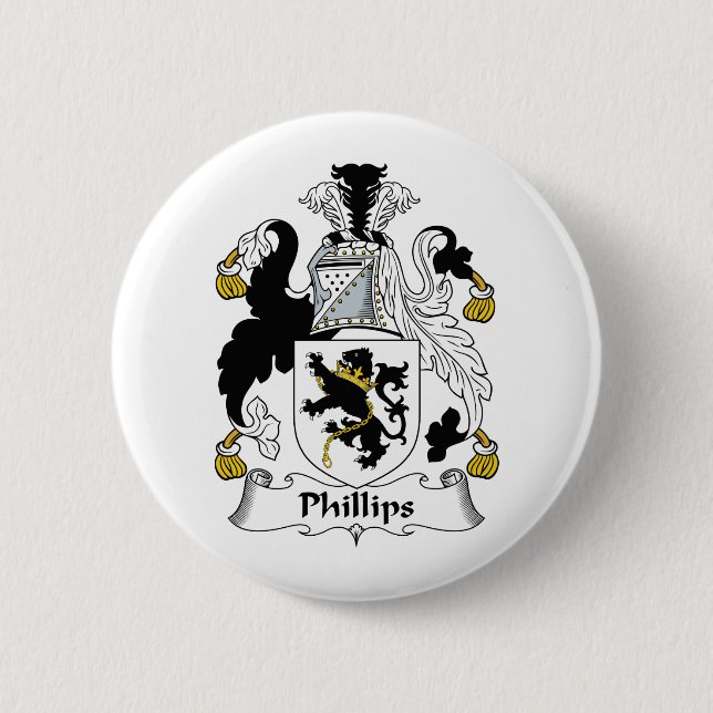 Phillips Family Crest 6 Cm Round Badge (Front)