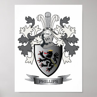 Phillips Family Crest Coat of Arms Poster