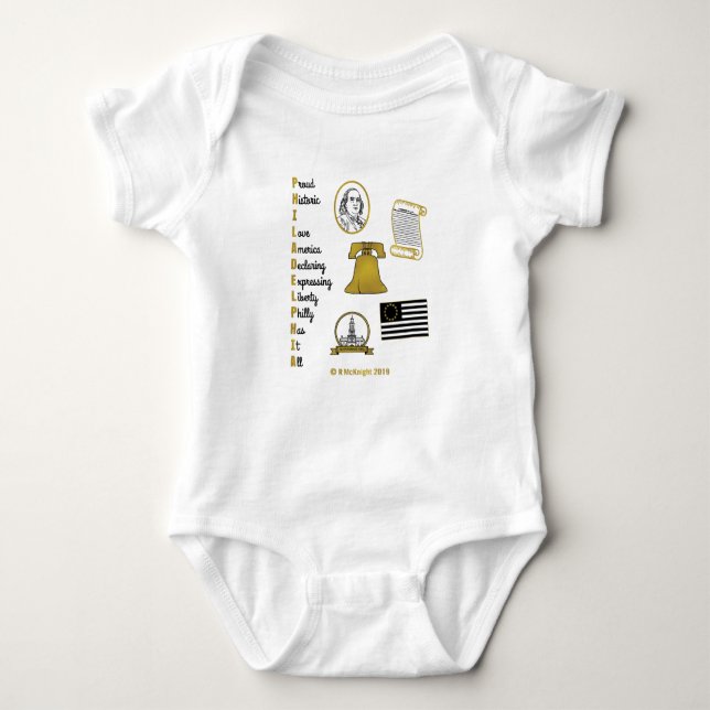 Philly Acronym Tourist Baby Bodysuit (Front)