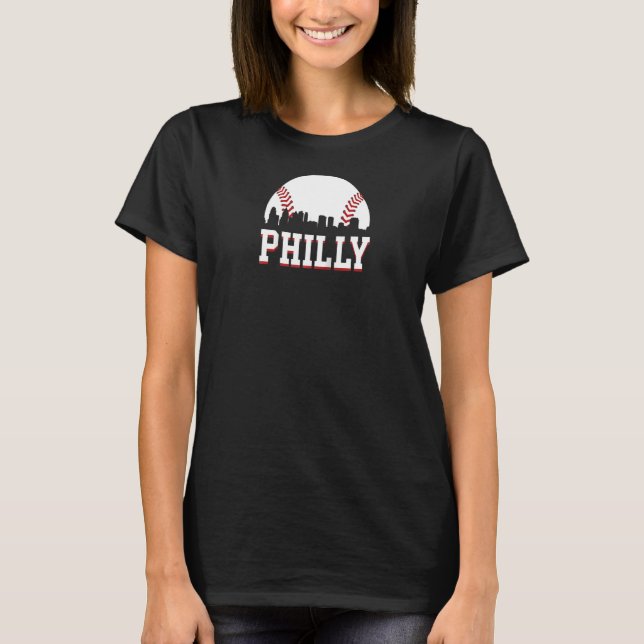 Philly Baseball Sports Skyline Illustration Citysc T-Shirt (Front)