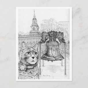 Philly Cat visiting the Liberty Bell Postcard