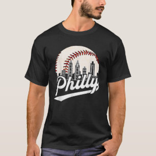 Philly Cityscape Baseball Philadelphia Skyline Ret T-Shirt