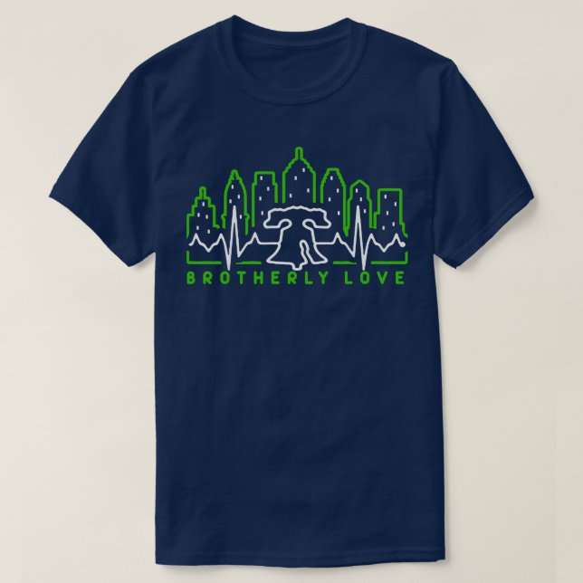 Philly Fan Kelly Green White Philadelphia Brotherl T-Shirt (Design Front)