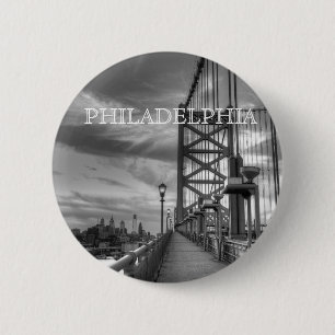 Philly from the bridge 6 cm round badge