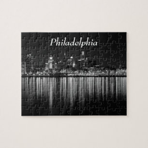 Philly night b/w jigsaw puzzle