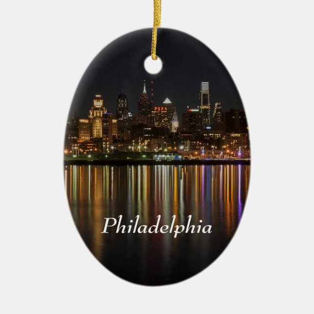 Philly night ceramic tree decoration (Front)