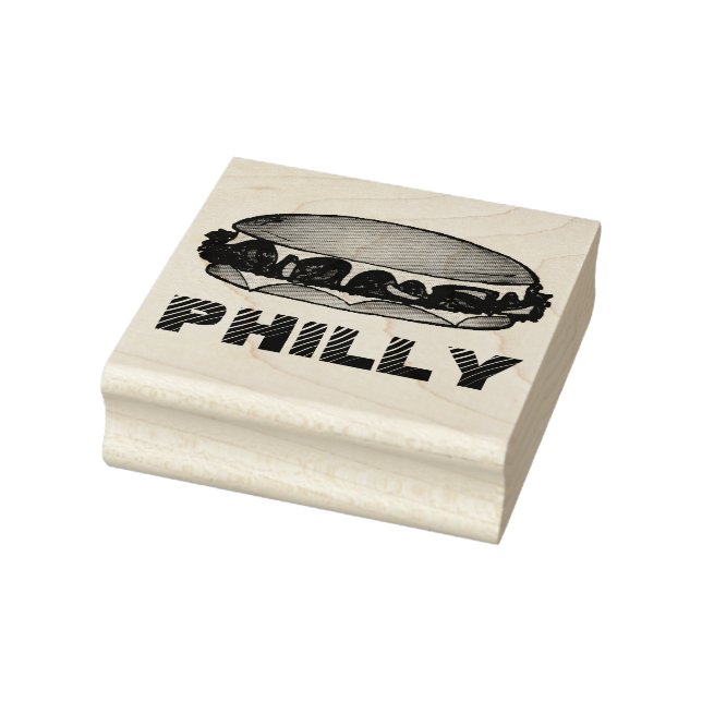 Philly PA Philadelphia Cheese Steak Sandwich Food Rubber Stamp (Stamp)