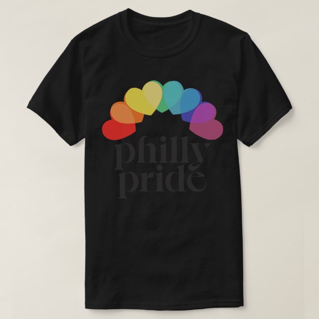 Philly Pride Philadelphia Rainbow Typography Desig T-Shirt (Design Front)